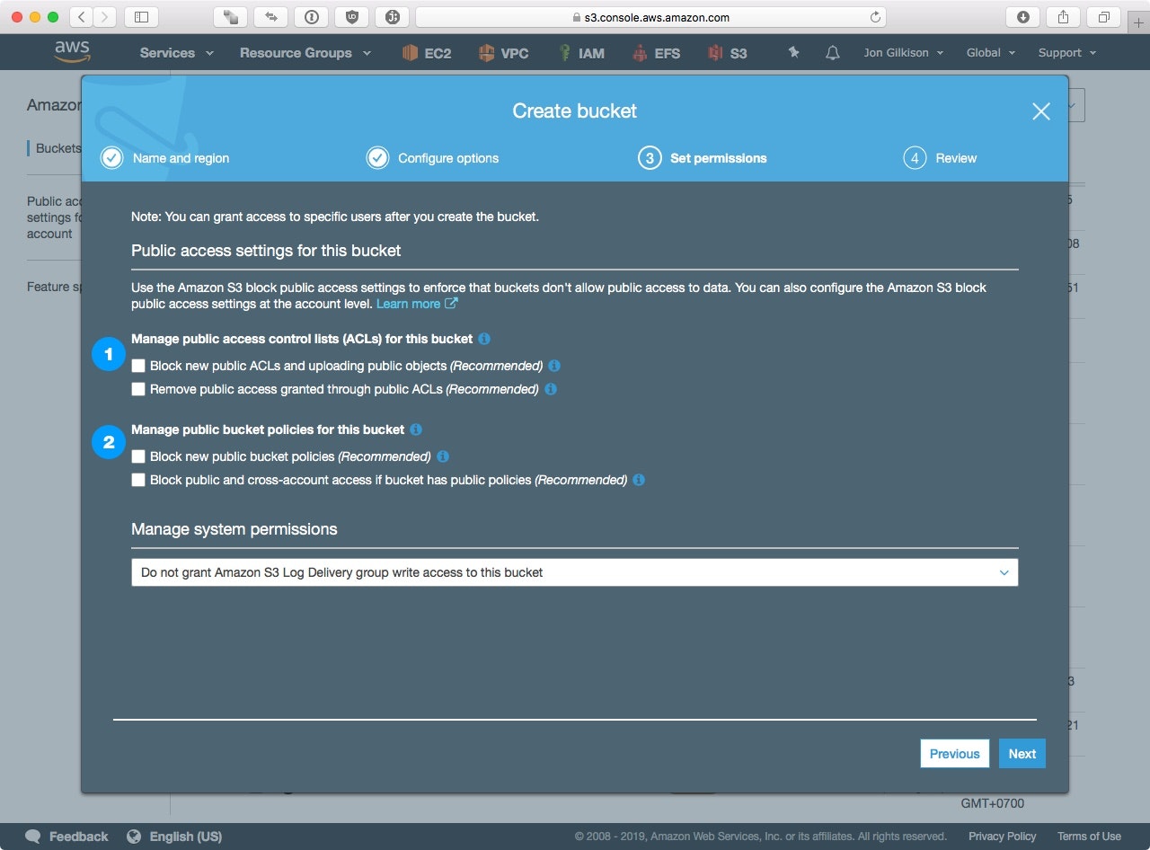 Step 1.3 – Bucket Permissions