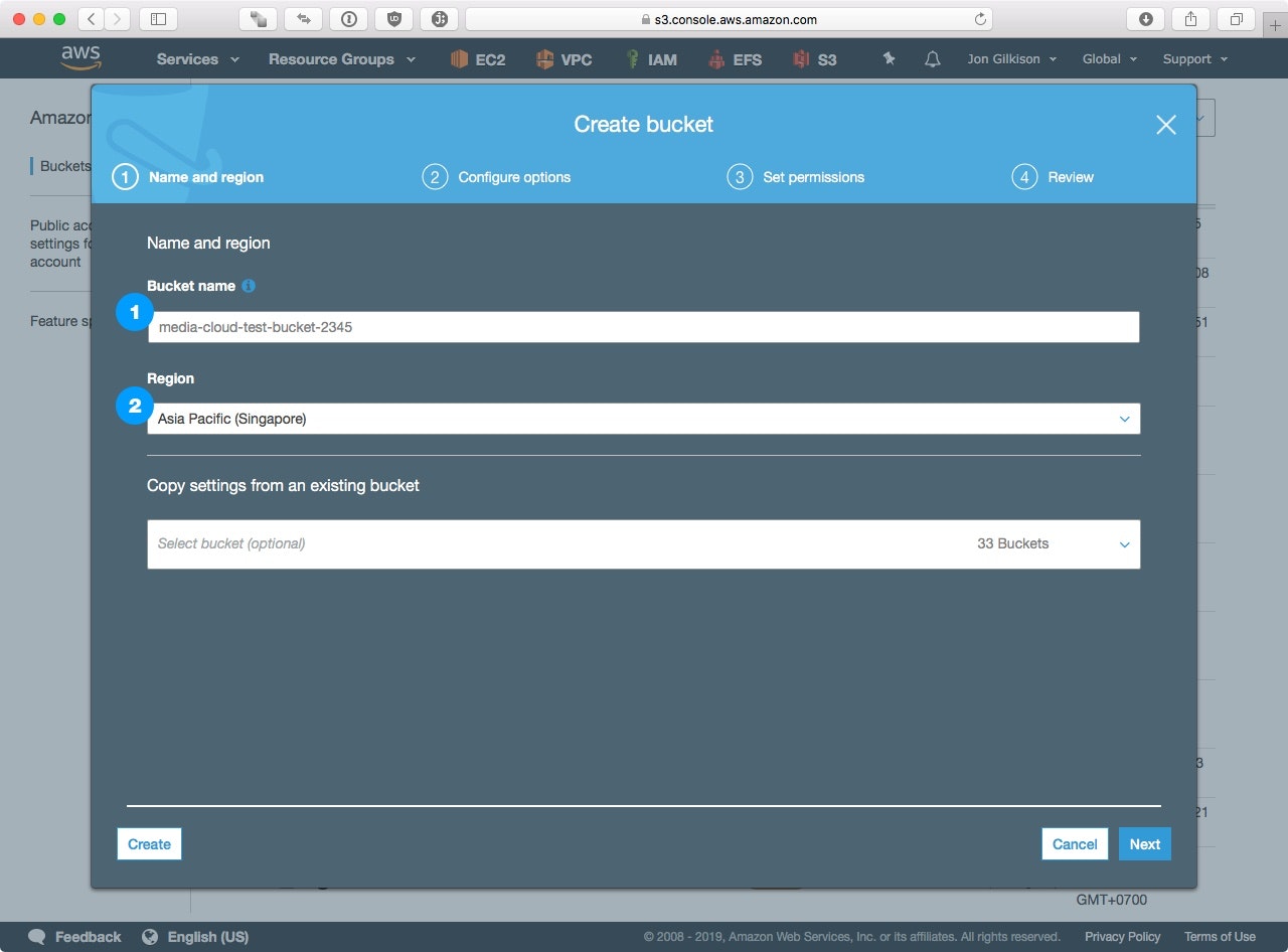 Step 1.1 – Bucket Name/Region
